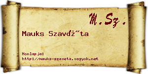 Mauks Szavéta névjegykártya